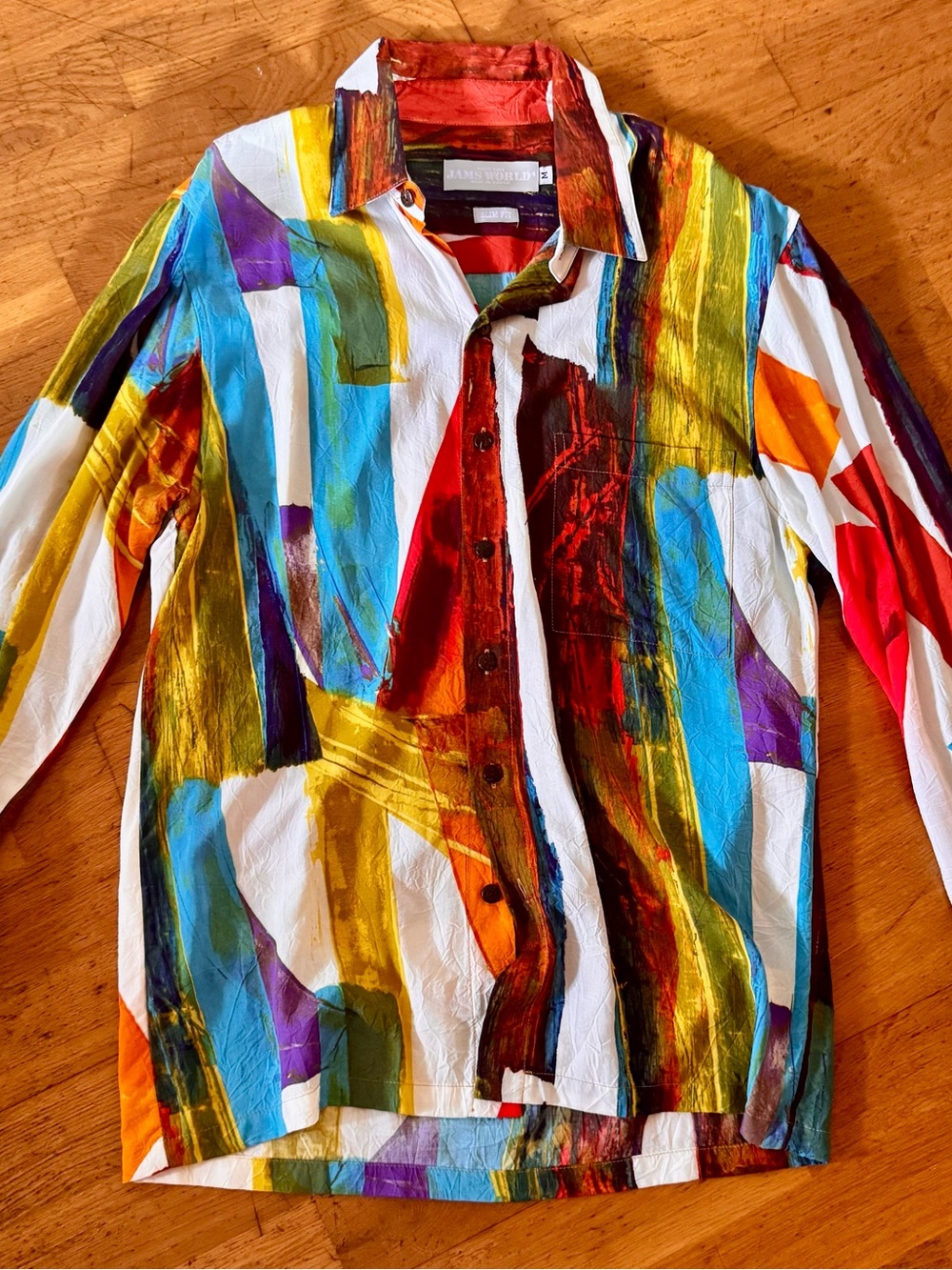 Jams World Unisex Long Sleeve Spun Crushed Rayon Shirt in the "Clash" 
SOLD OUT
